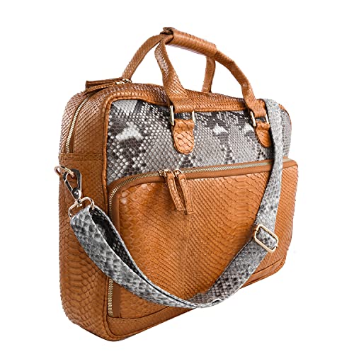 Shop LC Mothers Day Gifts Handmade 100% Genuine Leather Brown with Closure Zipper Adjustable Strap Laptop Bag Accessories for Women