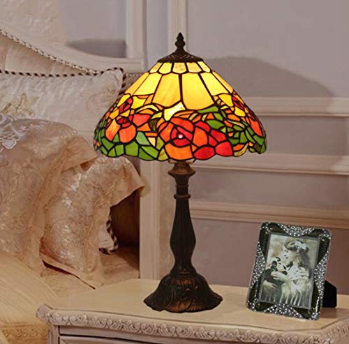 MaGiLL Tiffany Style Desk Lamp, 12 Inch Creative Clematis Florida Pattern Glass E27 Desk Lamp