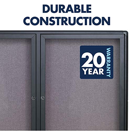 Quartet Enclosed Fabric Bulletin Board, 4 x 3 Feet, 2 Doors, Black Frame with Gray Fabric (2364L)