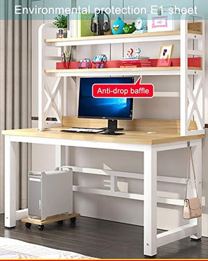 XLO Large Office Computer Desk, Home Office Gaming Table Workstation with Storage Bookshelf, Modern Simple PC Study Table, Executive Workstation Desk Easy to Assemble
