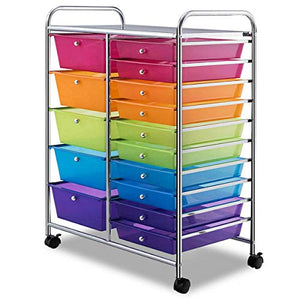 Walomes 15 Drawer Rolling Storage Cart Organizer - New!