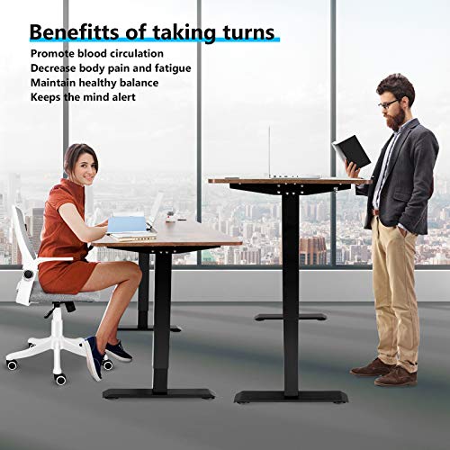 ELECWISH Electric Standing Desk Height Adjustable, 55 x 28 Inches Stand Up Desk with Splice Board, Sit Stand Home Office Desk with Memory Preset Controller, Black Frame/Black and Rustic Brown Top