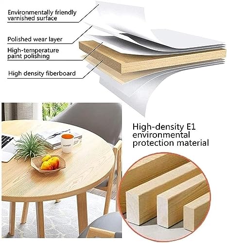 WEBERT Office Reception Room Club Table and Chair Set - Wooden Round Table with 4 PU Leather Chairs (Yellow)