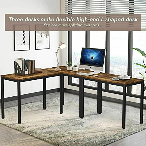 Laptop Desk 40 Inch Laptop Desk Desktop PC Desk with Adjustable Floor Protector Sturdy Metal Frame Modern Office Study Workstation Writing Desk, Easy to Assemble Home Office desks