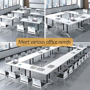 Yauehui Foldable Conference Room Table, 6-Pack Mobile Training Table, Locking Wheels, Steel Bases, Laminate Tops - Office Seminar (47.2 x 15.7 x 29.5in)