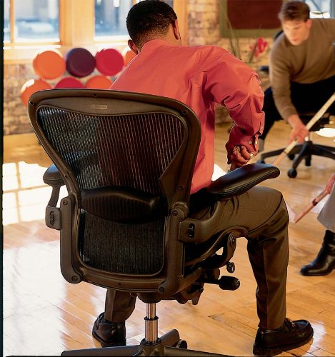 Aeron(R) Chair Highly Adjustable Model with Graphite Frame Classic Lead with Lumbar Support Size B