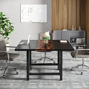 LITTLE TREE 6.5 Ft Modern Black Conference Table for Office & Conference Room