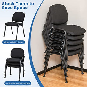 Giantex 10-Pack Stackable Conference Chairs - Metal Frame, Padded Cushion, Black