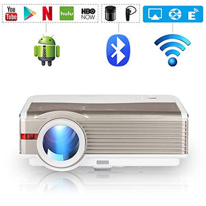 EUG LCD Bluetooth HDMI Projector 5000 Lux High Brightness Wireless Home Cinema Theater Video Projectors Support Full HD 1080P Airplay WiFi, Compatible with USB VGA Blu ray DVD PC PS4 TV Stick