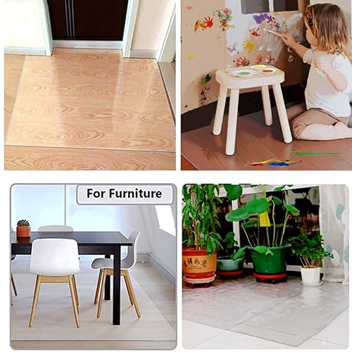 RIBONI Vinyl Rectangular Chair Mat Protector for Hard Floors - Clear - 140X180CM