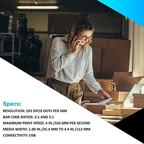 BASAWA Zebra GC420t (Upgraded to ZD220t) Thermal Transfer & Direct Desktop Printer - 4X6 Shipping Labels, Barcodes 203DPI