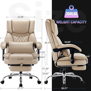 YINGTOO High Back Massage Reclining Office Chair with Footrest