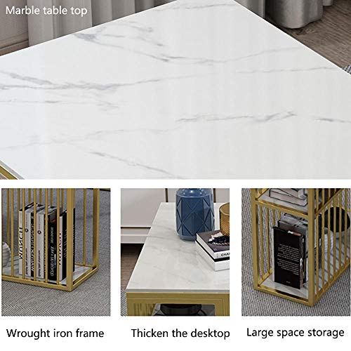 DIANAR Modern Simple Style Computer Desk PC Laptop Study Table Office Desk Workstation for Home Office, Marble Small Desks for Small Spaces（White）