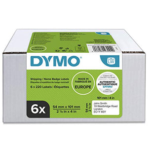 DYMO Authentic LW Large Shipping Labels/Name Badges, 54mm x 101mm, 6 Rolls of 220 Easy-Peel Labels (1, 320 Count), Self-Adhesive, for LabelWriter Label Makers
