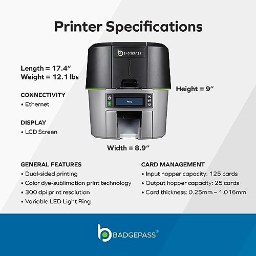 BadgePass Dual-Sided Halo ID Card Printer & Supply Bundle with Cloud Photo ID Software - 1st Year Included