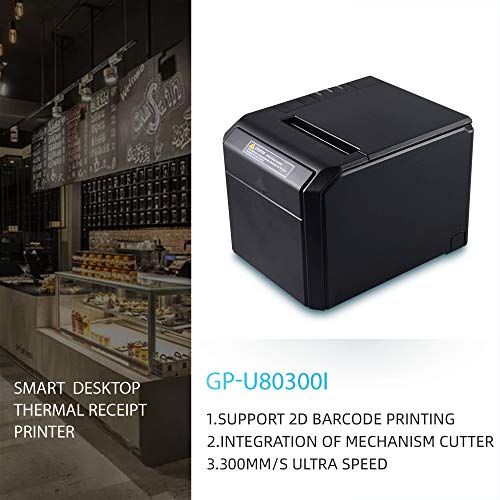 Gainscha-3'1/8 80mm Receipt Printer, Pos Printer with Auto Cutter ESC/POS Command Support Windows USB/LAN Desktop Thermal Receipt Printer (GP-U80300I)