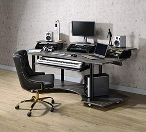 Acme Furniture Eleazar Music Recording Studio Desk, Black Oak