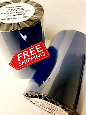 AVG Packaging Supplies 48-Rolls of Brand Name Compatible Thermal Transfer Printer Ribbon 4.33" x 1476'/110mm x 450m Black Standard Resin-Enhanced Wax Ribbons. Free and Same Day Shipping.