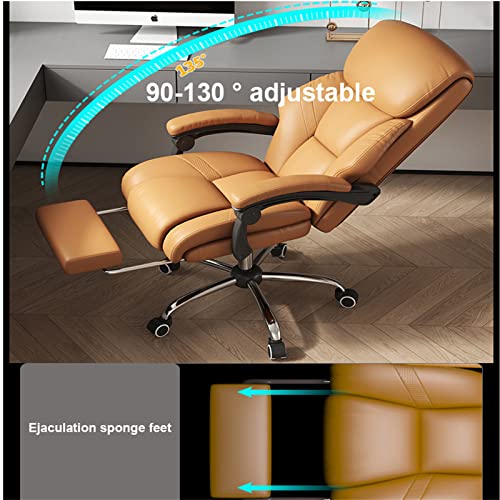 YokIma PU Leather High Back Swivel Rolling Game Chair with Armrest and Retractable Footrest - Ergonomic Office Chair for Home Bedroom, Orange