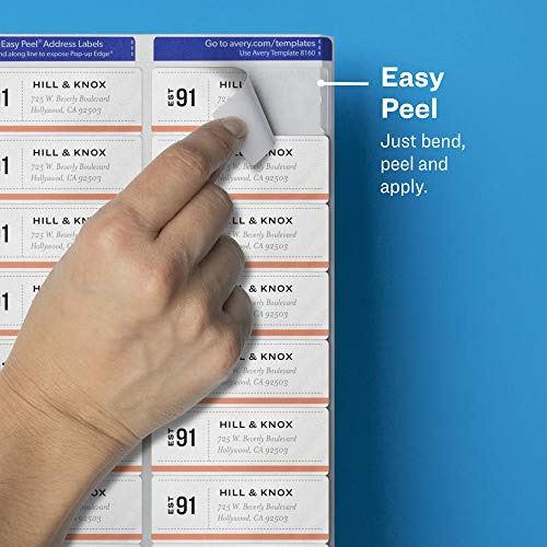 Avery Clear Easy Peel Address Labels for Laser Printers, 1" x 2-5/8", Box of 1,500, Case Pack of 5 (5660)