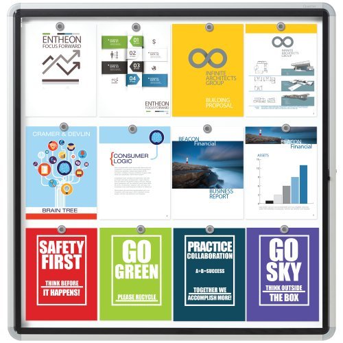 Quartet Enclosed Whiteboard/Dry Erase Board, Magnetic, 38" x 39", 12 Sheets, Outdoor, 1 Swing Door, Aluminum Frame (EEHM3938)