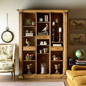 Phat Tommy Large Wooden Bookcase with Adjustable Shelves & Drawers - Tall, Rustic Wood Cabinet