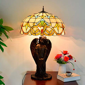 Xiaochen Antique Tiffany Table Lamp Yellow Glass Desk Lamp