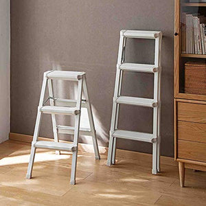 QDY Folding Step Stool 3/4 Step Ladder with Anti-Slip Wide Pedal - Portable Steel Stool, 150KG Load-Bearing