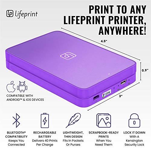 Lifeprint 2x3 Portable Photo and Video Printer for iPhone and Android. Make Your Photos Come to Life w/Augmented Reality - Purple