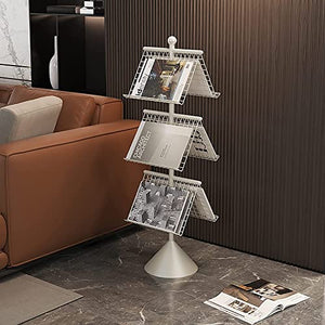 ArhaR Metal Literature Pamphlet Display Rack with Conical Base - Gold/White