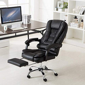 None Reception Chair Reclining Computer Chair Leather Boss Chair Home Office Chair Lift Swivel Chair (Brown)