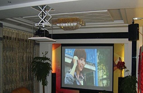 CGOLDENWALL 70CM Electric projector Lift Scissors Ceiling Mount Projector Hanger Projector Mount Remote Control For Cinema Church Hall School Double motors Max load 20kg