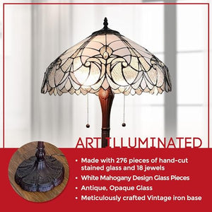 Amora Tiffany Style Floor Lamp - 62” Floral Mahogany Stained Glass