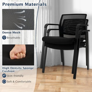 Giantex Reception Room Chair Set - 4-Pack Mesh Back Stacking Chairs