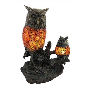 North American Large Mother Owl Baby Owl Tiffany Style Crackle Glass Glass Lamp, TL4224B