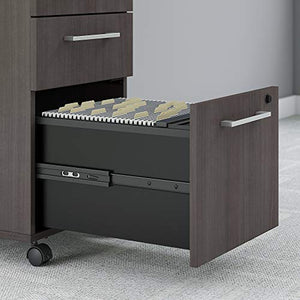 Bush Business Furniture 400 Series 72W x 30D Height Adjustable Standing Desk with Credenza and Storage in Storm Gray