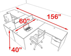 Two Person Blue Divider Office Workstation Desk Set, OT-SUL-FPB40