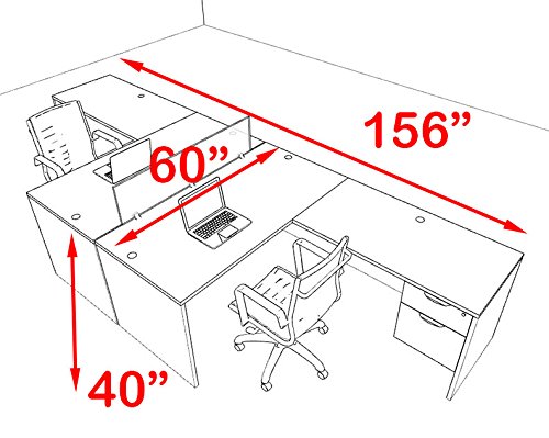 Two Person Blue Divider Office Workstation Desk Set, OT-SUL-FPB40
