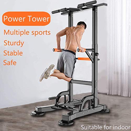 GY613 Power Tower Dip Station, Adjustable Pull Up Bar Multi-Functional Strength Training Exercise Home Gym Indoor Sport Workout Fitness Equipment