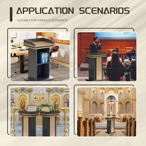 ANJAHOME Wooden Podium, Portable Conference Stand for Weddings, Classrooms, Office - Durable and Functional (A)