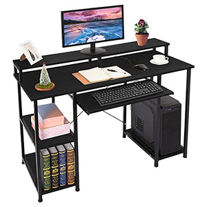 JIAJO Computer Desk for Home Office, 46.5 inches Writing Table Office Workstation with Storage Shelves Keyboard Tray Monitor Stand, Elegant Black