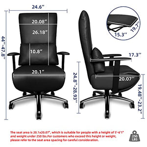 FIBO Executive Home Ergonomic Reclining Office Chair with Foot Rest & Headrest, High-Back PU Leather Task Chair (Black)