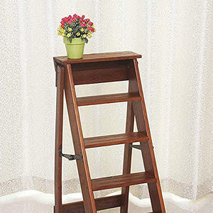 LUCEAE Wooden Folding Step Stool - Indoor Portable Shoe Stool/Flower Stand