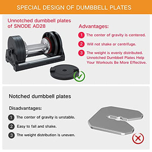 SNODE Adjustable Dumbbell 28 Lbs- with Metal Handle and Adjustable Weight Plates, Simple and Quick Adjustment, Home Gym Dumbbell for Strength Training - (Single)