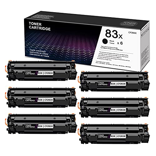 6 Pack Compatible Toner Cartridge 83X CF283X Replacement for HP Pro M125r M201n M201dw MFP M225dn M225dw M125a M125nw M126a M126nw Printer Ink Cartridge.