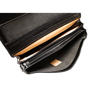 Floto Black Leather Briefcase Messenger Bag