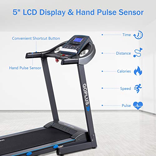 Goplus 2.25HP Electric Folding Treadmill with Incline, with Display and 12 Built-in Workout Programs, Walking Running Jogging Fitness Machine for Home & Gym Cardio Fitness