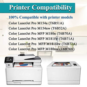 8 Pack(2BK/2C/2Y/2M) High Yield Color Pro M154a M154nw MFP M180n M181fw M181fdw M180nw Printer Toner Compatible for HP 204X | CF510X CF511X CF512X CF513X Toner Cartridge - by VaserInk