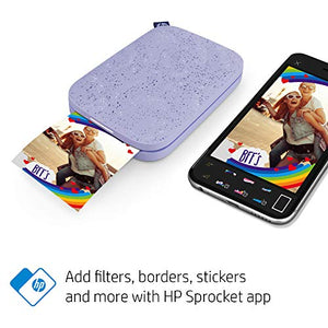 HP Sprocket Portable 2x3" Instant Photo Printer (Lilac) Print Pictures on Zink Sticky-Backed Paper from your iOS & Android Device.