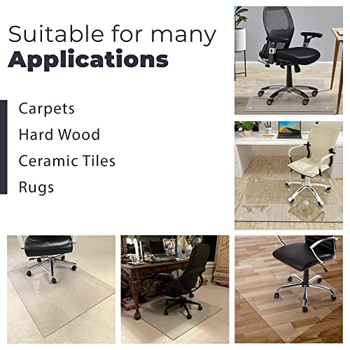 Fab Glass and Mirror 60"x60" Tempered Glass Chair Mat | 1/4" Thick Clear Mat | Protects Floors & Carpets